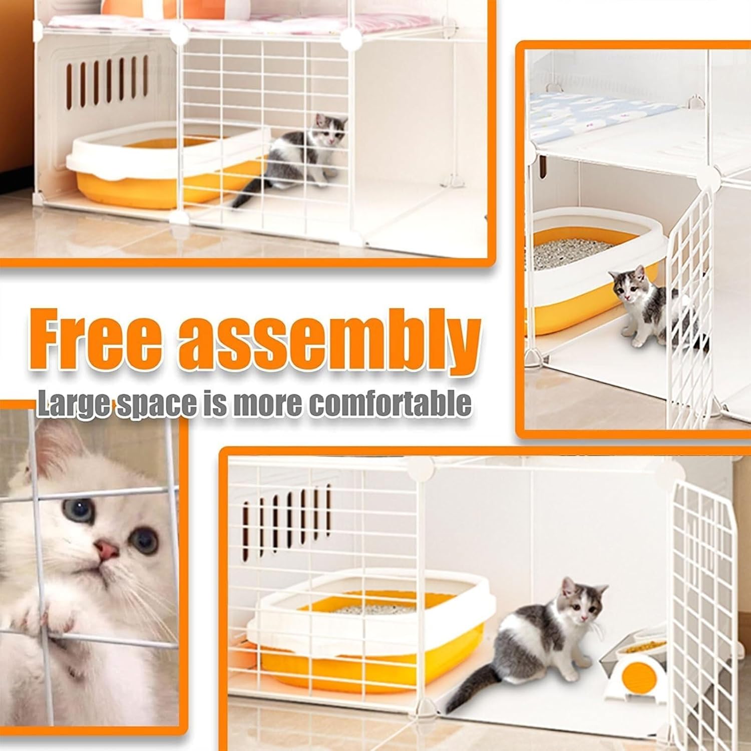 Indoor DIY Cat Cage with Wheels, Detachable Metal Cat Playpen for Small Pets, Multi-Level Exercise Space 105x45x75cm(70x45x75cm)