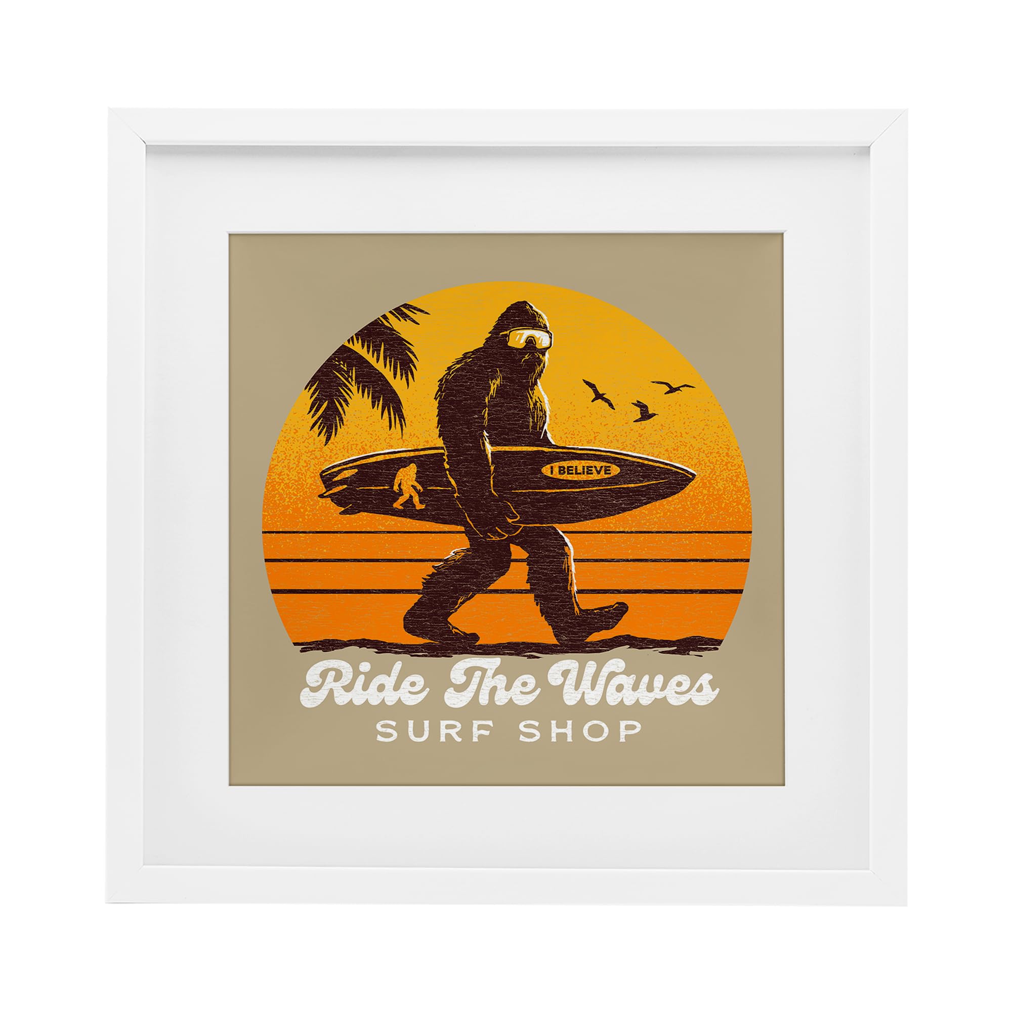 Affiche encadrée blanche Ride The Waves cadre sous verre Stupell Industries décoration murale