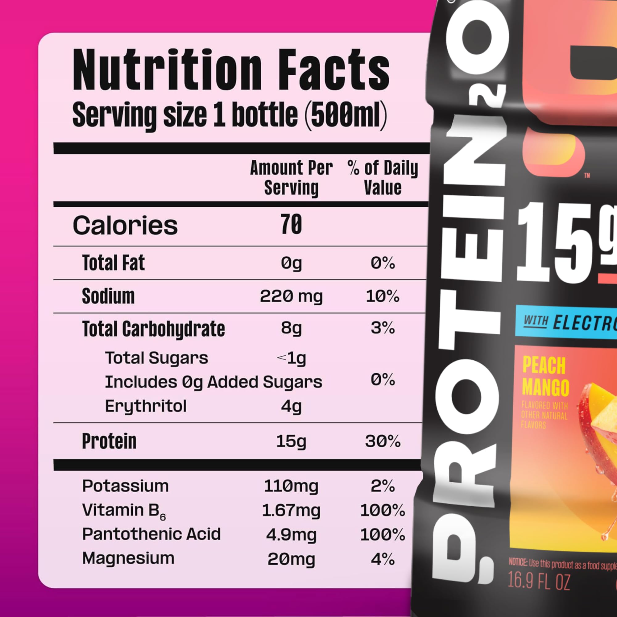 Protein2o Hydration Drink - 2-in-1 Liquid Clear Whey Protein Isolate and Electrolyte Drink - 15g Protein, Vitamins B5, B6 - Post-Workout Recovery - 16.9 Fl Oz - 12 Count Flavor Fusion Variety Pack — Amazon image 7