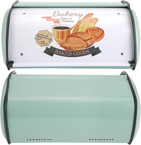 Miniatura 7 de Caja de pan, caja de pastelería de pan de cocina, contenedor de pan vintage para encimera de cocina, soporte de almacenamiento de pan enrollable de