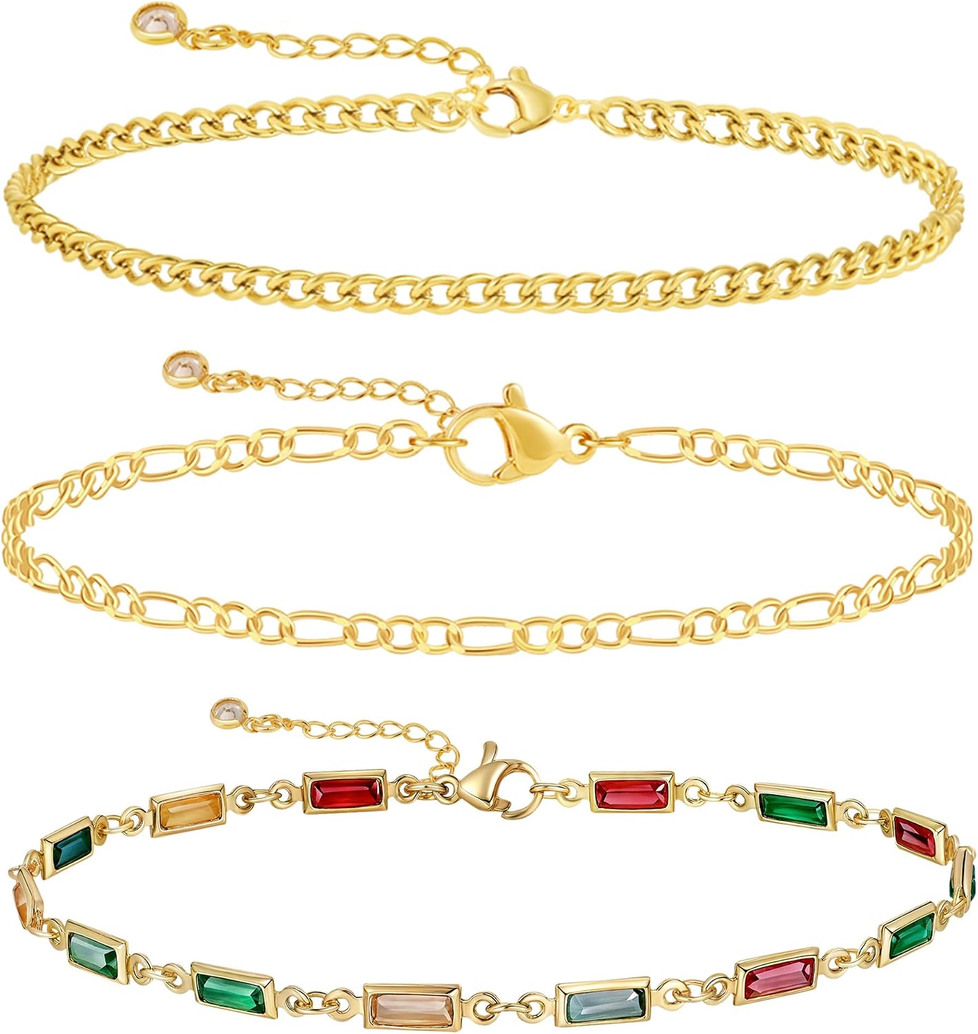 Rotnso Anklets for Women 14K Gold Silver Plated Ankle Bracelets Trendy Waterproof Boho Anklets Set Adjustable Dainty Cute Diamond Beaded Heart Non Tarnish Summer Beach Jewelry Gift