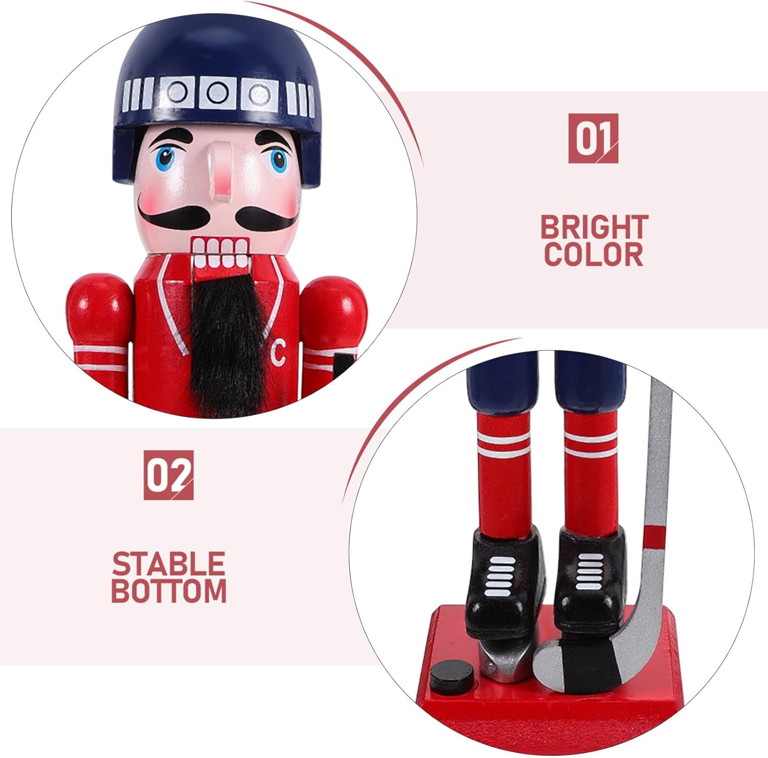 Amosfun Christmas Nutcracker Figure Ice Hockey Player Statue Festive Xmas Decoration for Mantel Tabletop Shelf Display Unique Traditional Nutcracker Collectible