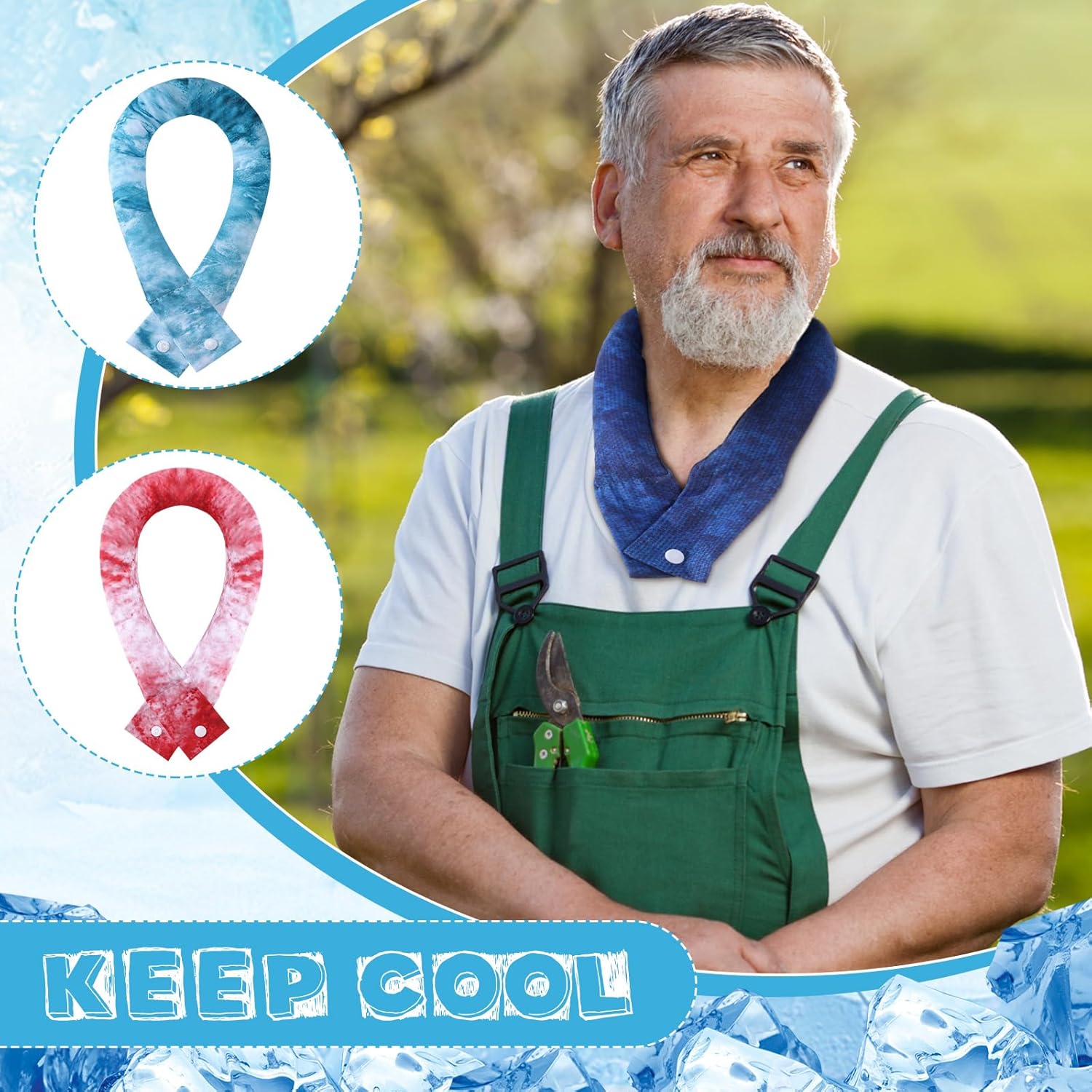 Cooling Neck Wraps with Snap Button Tie Dye Ice Scarf Cooling Bandana Cooler for Summer Women Men Pet