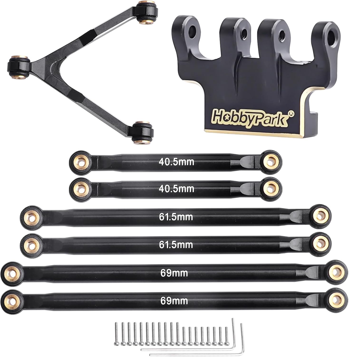 HobbyPark Aluminum Links Y-Link Set & Brass Link Mounts for Axial SCX24 for Deadbolt B17 1/24 Crawler Car