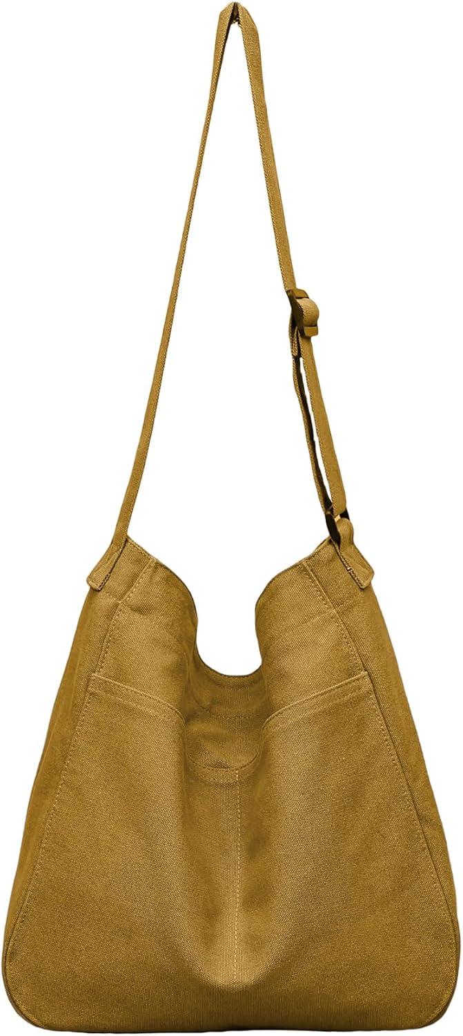 Hobo Bag Canvas Crossbody Shoulder Bag for Women and Men Large Casual Messenger Bags Canvas Tote Bag Travel Work