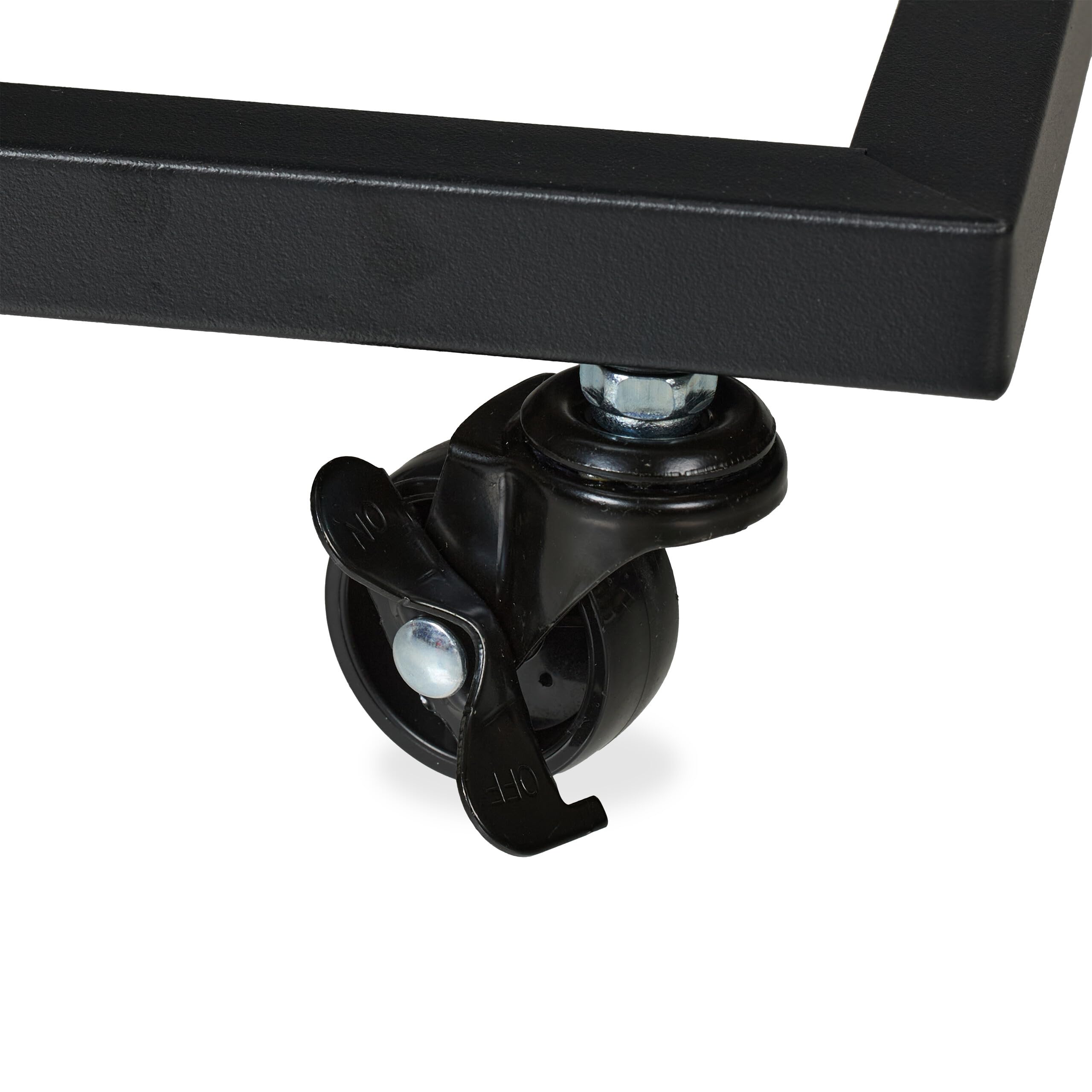Relaxdays Tavolino da Divano a Forma di C, HLP: 79x60x30 cm, Tavolo Laterale da Salotto e Letto, Ferro e PB, Nero