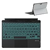 Keyboard Case for Surface Go (3/2/1) - Black, 7 Color Backlight, Magnetic Detachable, Rechargeable Bluetooth Keyboard with Trackpad