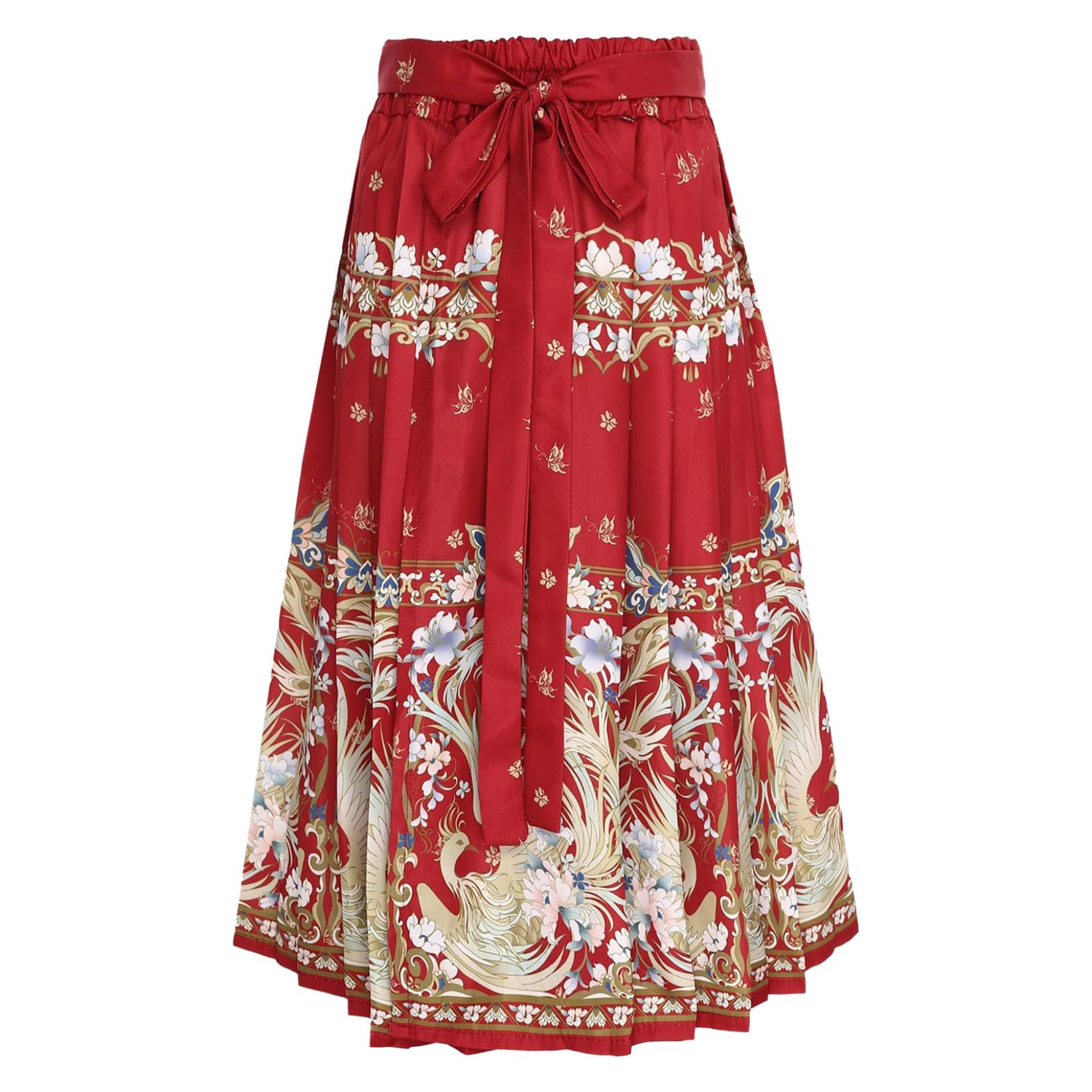 Runhomal Maxi Gonna a Pieghe per Bambina Costume Hanfu Cavallo Viso Gonna Cinese Tradizionale Danza