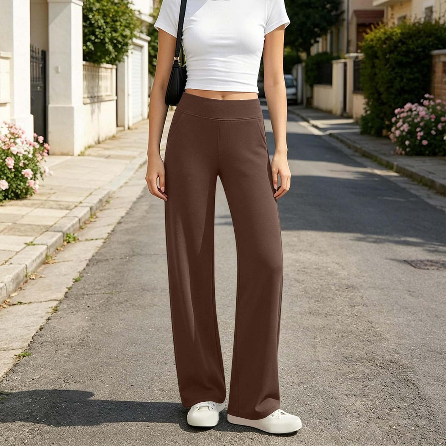 Women's High Waisted Wide Leg Yoga Pants with Pockets