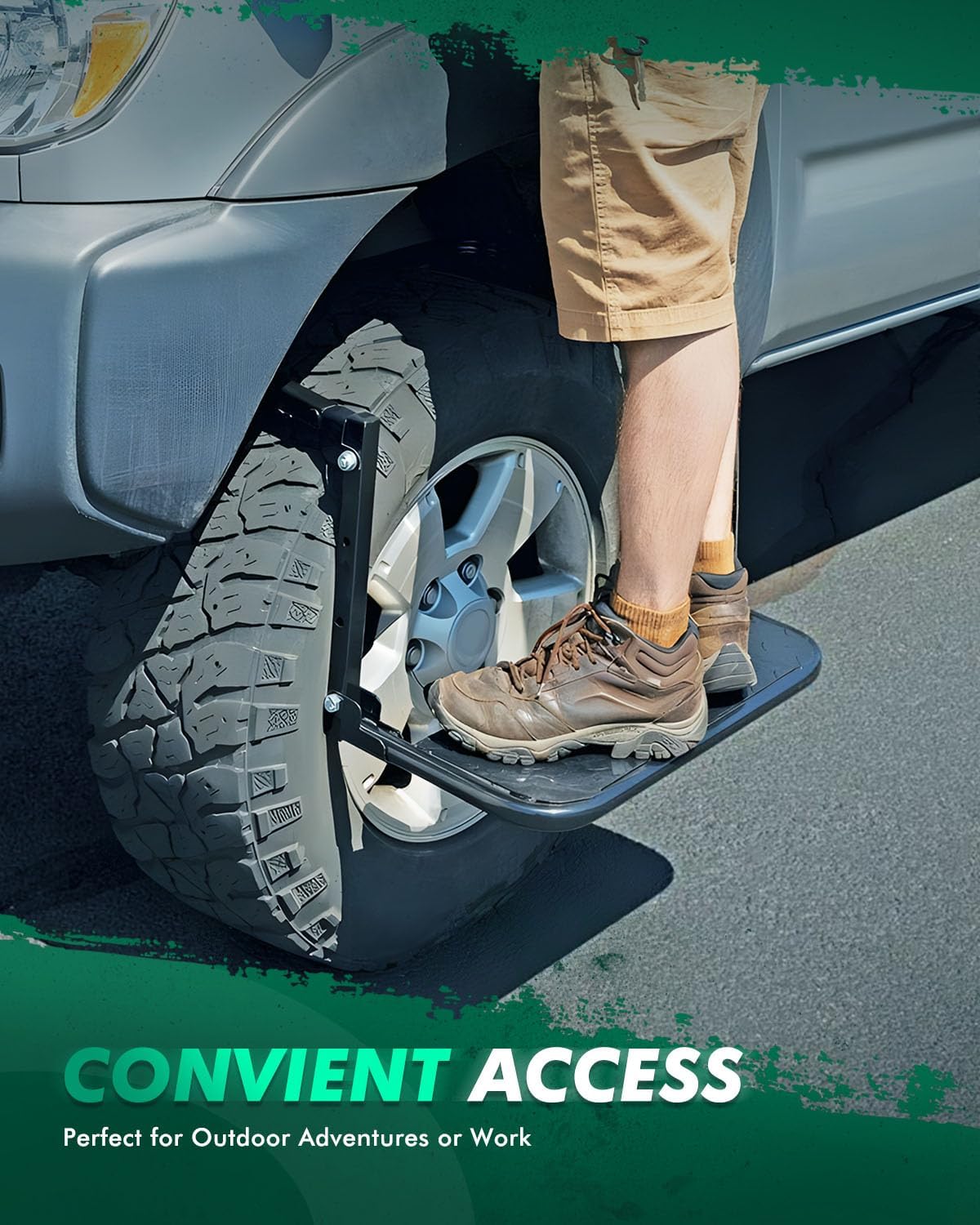 SCITOO Adjustable Folding Tire Step with Non-Slip Shark Jaw Design - Fits 9"-13" Tires, Supports 330 lbs