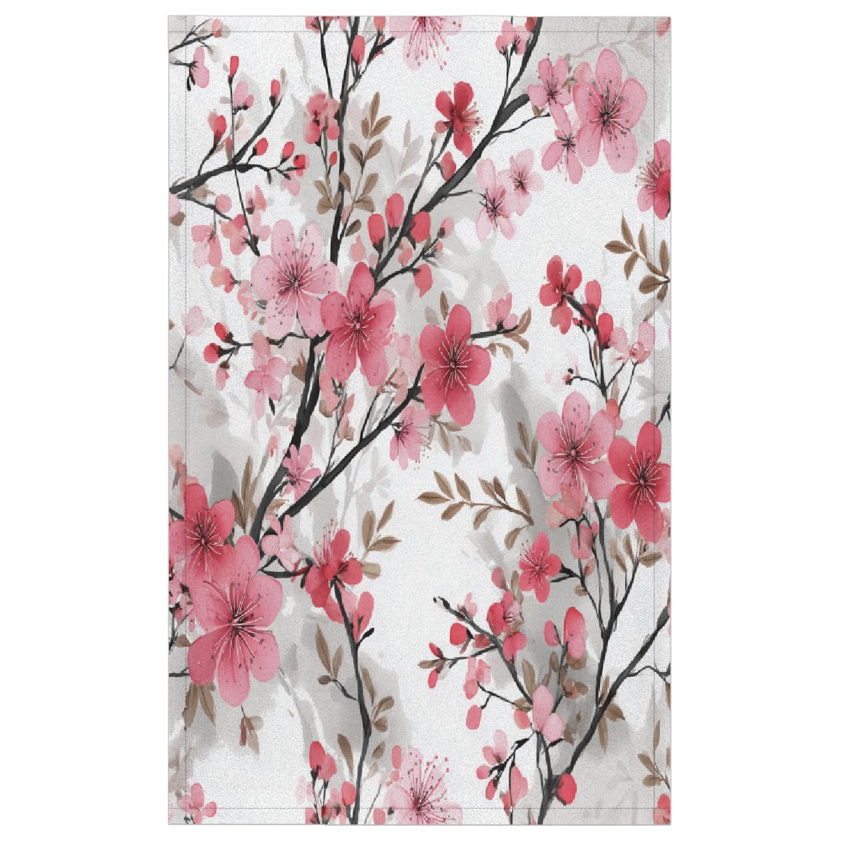 Torchon de cuisine en microfibre au motif élégant de fleurs de cerisier rose