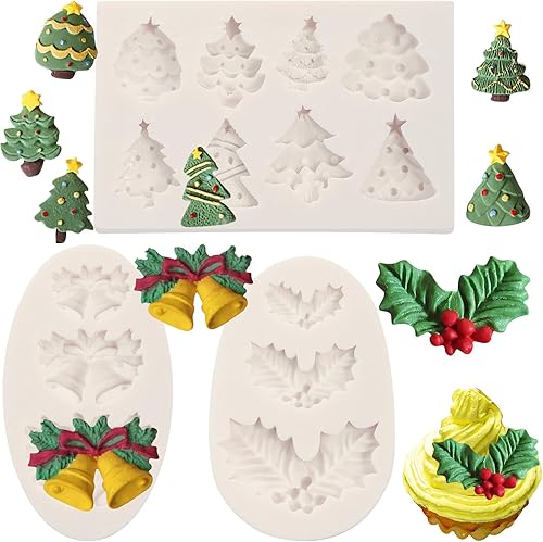 6 moldes de silicona para casa de jengibre de Navidad, molde de silicona para trineo de muñeco de nieve, árbol de Navidad, bolsa de la suerte,