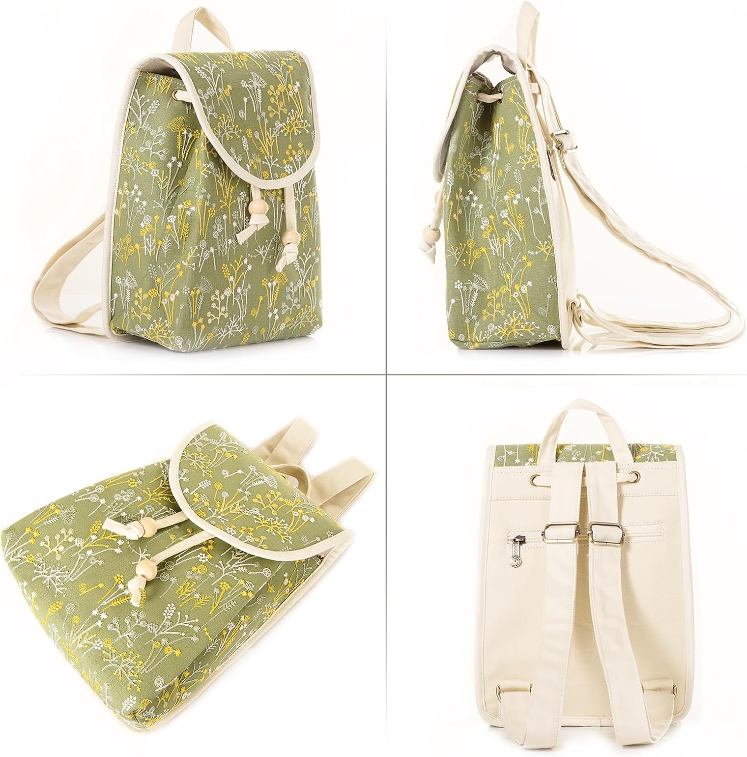 Goodhan Vintage Embroidered Backpack Purses for Women - Boho Shoulder Bag for Travel,Ethnic Floral Mini Back Pack,Lightweight Handbags for Daily Use (Green) - Image 5