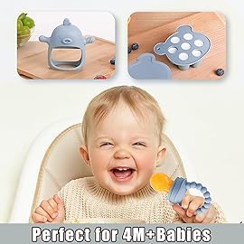 Baby Fruit Feeder & Breastmilk Popsicle Molds - 3-Pack Set with Freezer Tray, Teether, Silicone Pacifier, and 3 Extra Mesh Sizes (Sky Blue)