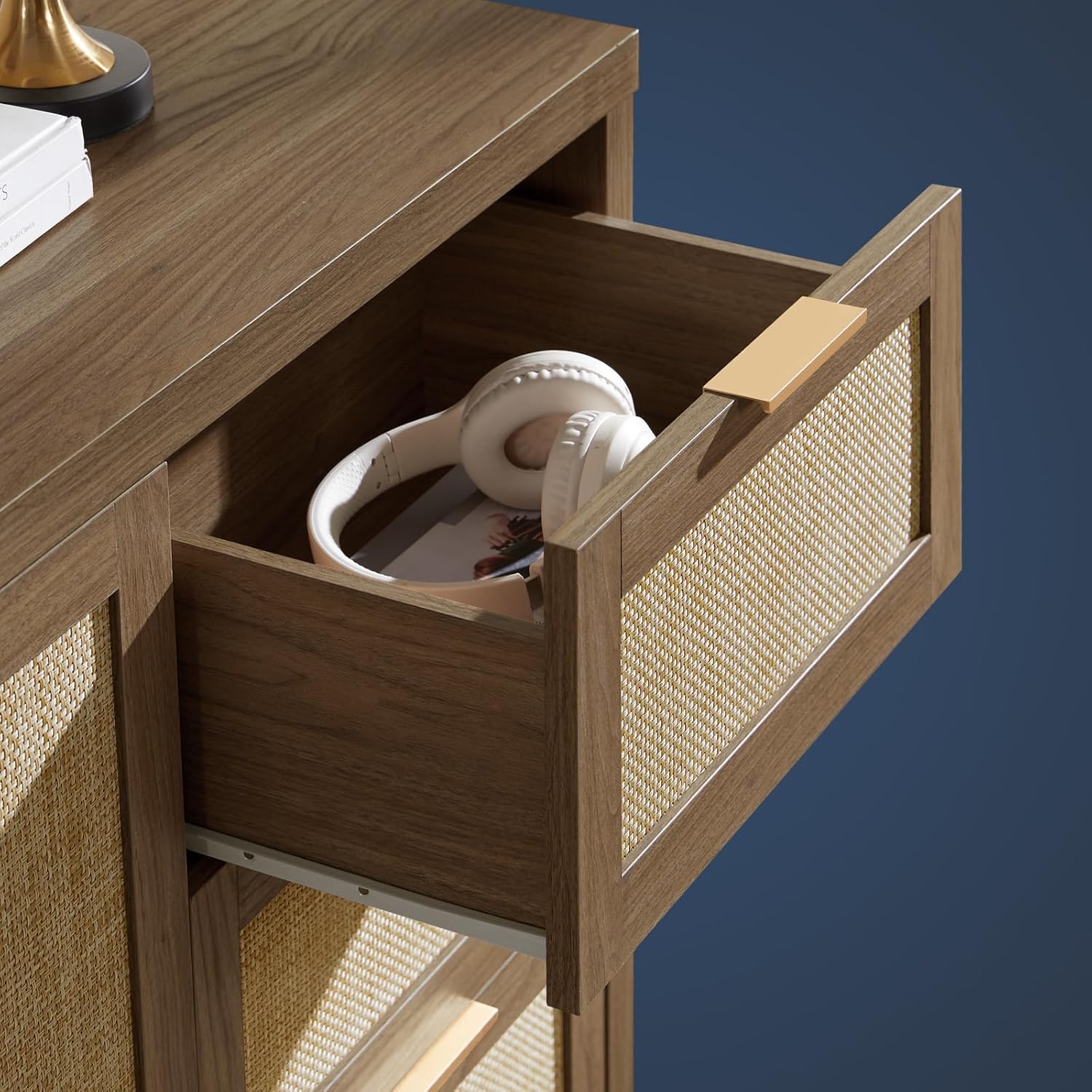Hpstead Stora Sideboard Cabinet with Rattan Doors and Adjustable