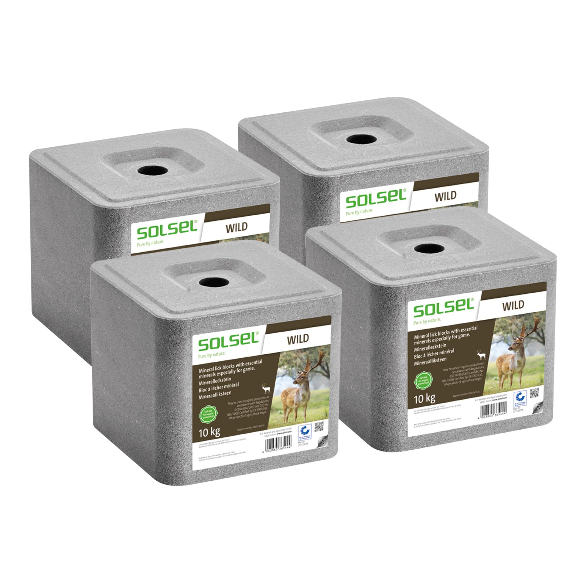 Leckstein Wild 40 kg | 4 x 10 kg Natürliche Mineralstoffquelle für Rotwild Wildtiere REH Hirsch Wildschwein | Ohne künstliche Zusätze | Besonders für Wild wie Schwarzkittel