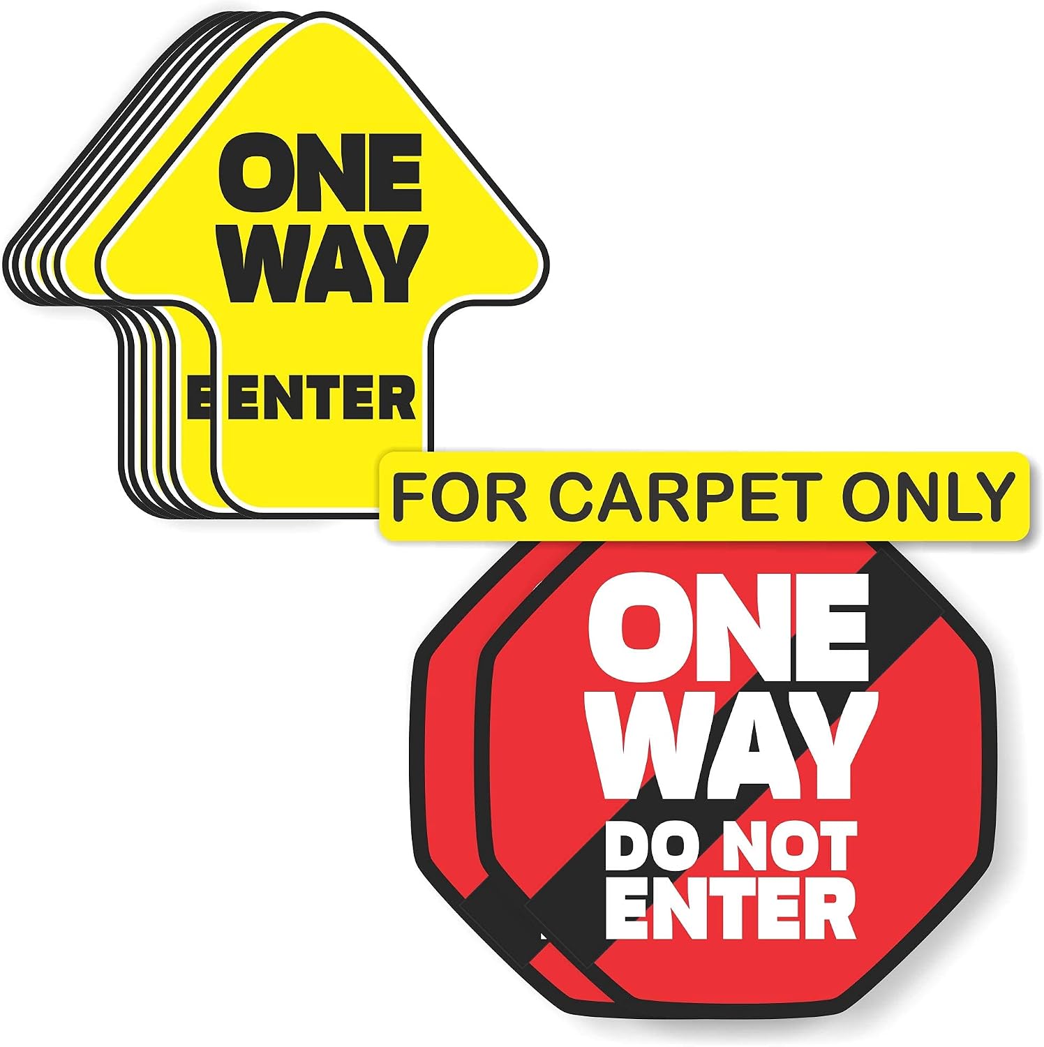 One Way Arrow & Do Not Enter Stop Floor Decals for Carpet (Pack of 6 Arrow and 2 Stop Sign Stickers)
