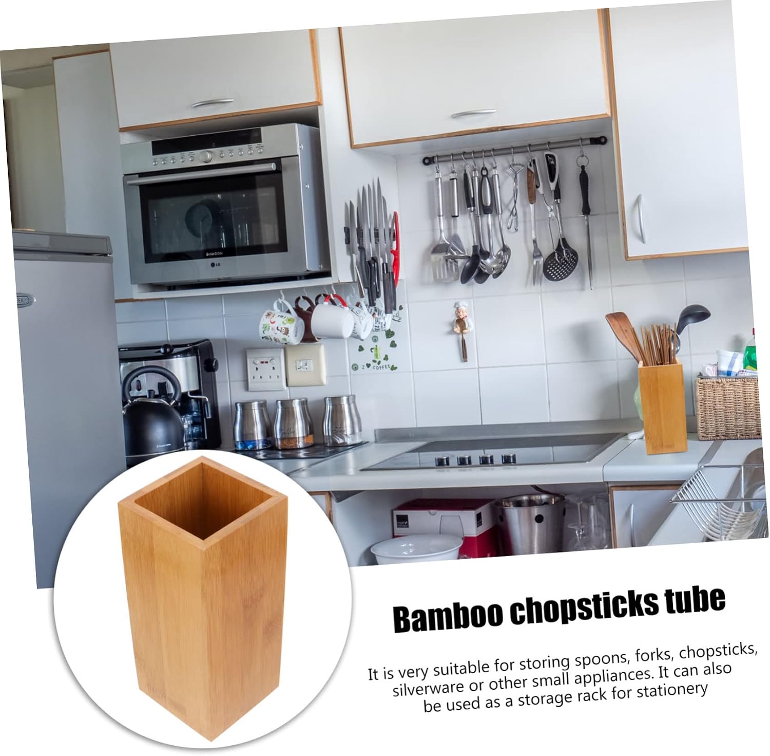 15cm Square Bamboo Chopstick Holder Kitchen Chopstick Organizers Kitchen Utensil Holder Easy Material