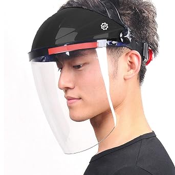 Premium Face Shield Anti-Scratch & Anti-Fog with Professional Coated Clear Lens Headgear Black_Top