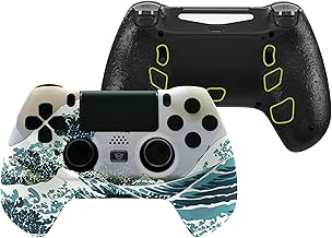 eXtremeRate The Great Wave Decade Tournament Controller (DTC) Upgrade Kit for PS4 Controller JDM-040/050/055, Upgrade Board & Ergonomic Shell & Back Buttons & Trigger Stops - Controller NOT Included