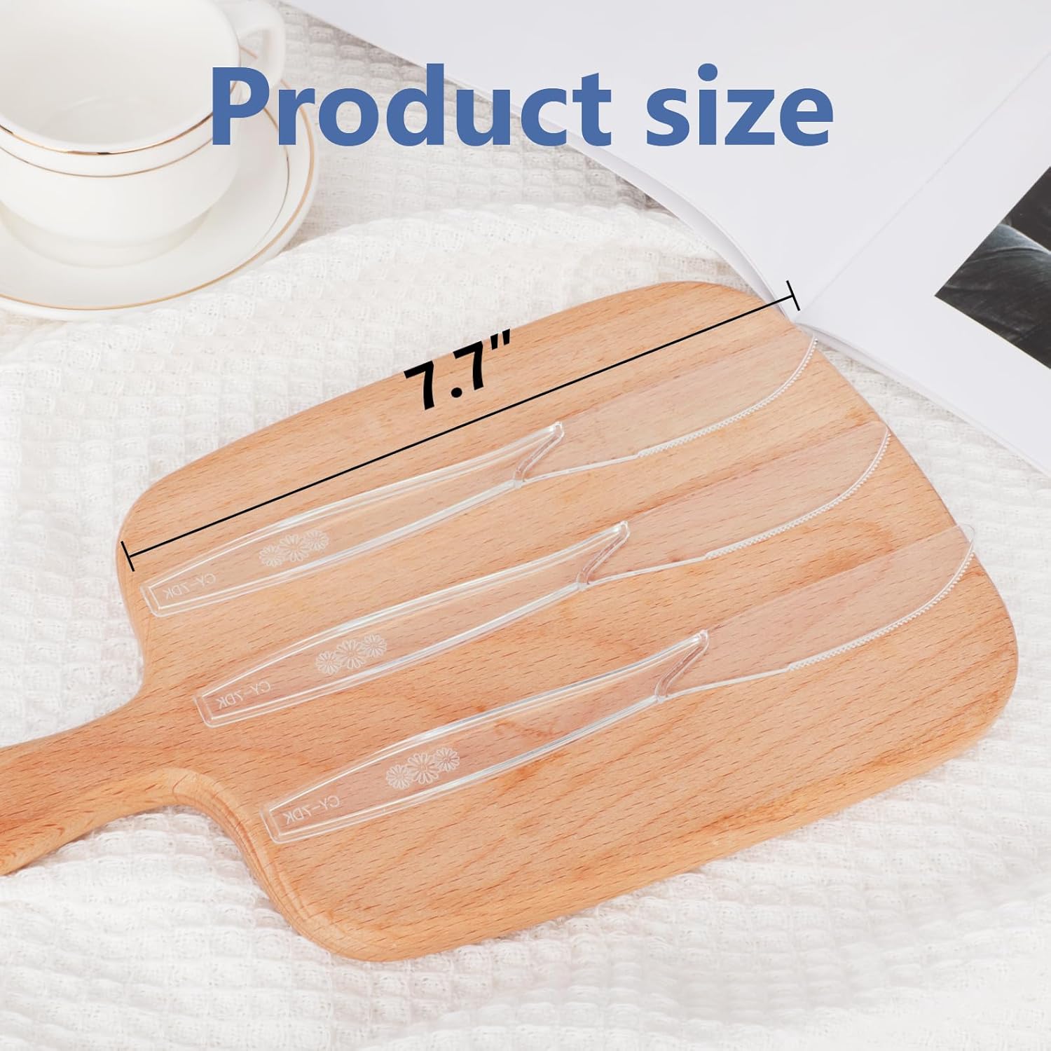 SACATR 1000 Count Heavy Duty Plastic Knives Disposable, BPA-Free Clear Plastic Knives Bulk – Extra Thick, Heat Resistant, for Catering, Parties, Events