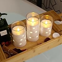 Vista 3 de NURADA Velas parpadeantes sin llama: luces de cadena de estrella incorporadas, velas LED de mecha 3D acrílicas que funcionan con pilas, con control