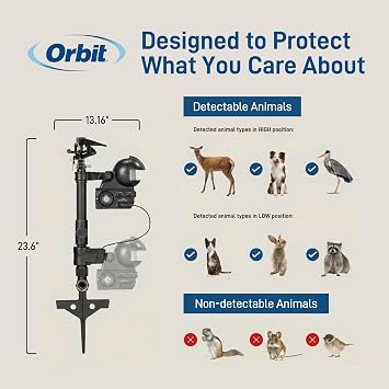 Orbit Yard Enforcer Motion-Activated Sprinkler - Outdoor Animal Repeller & Lawn Protector - Motion Sensor - Multi-Angle Detection - Weatherproof Dual-Purpose Sprinkler - 62100