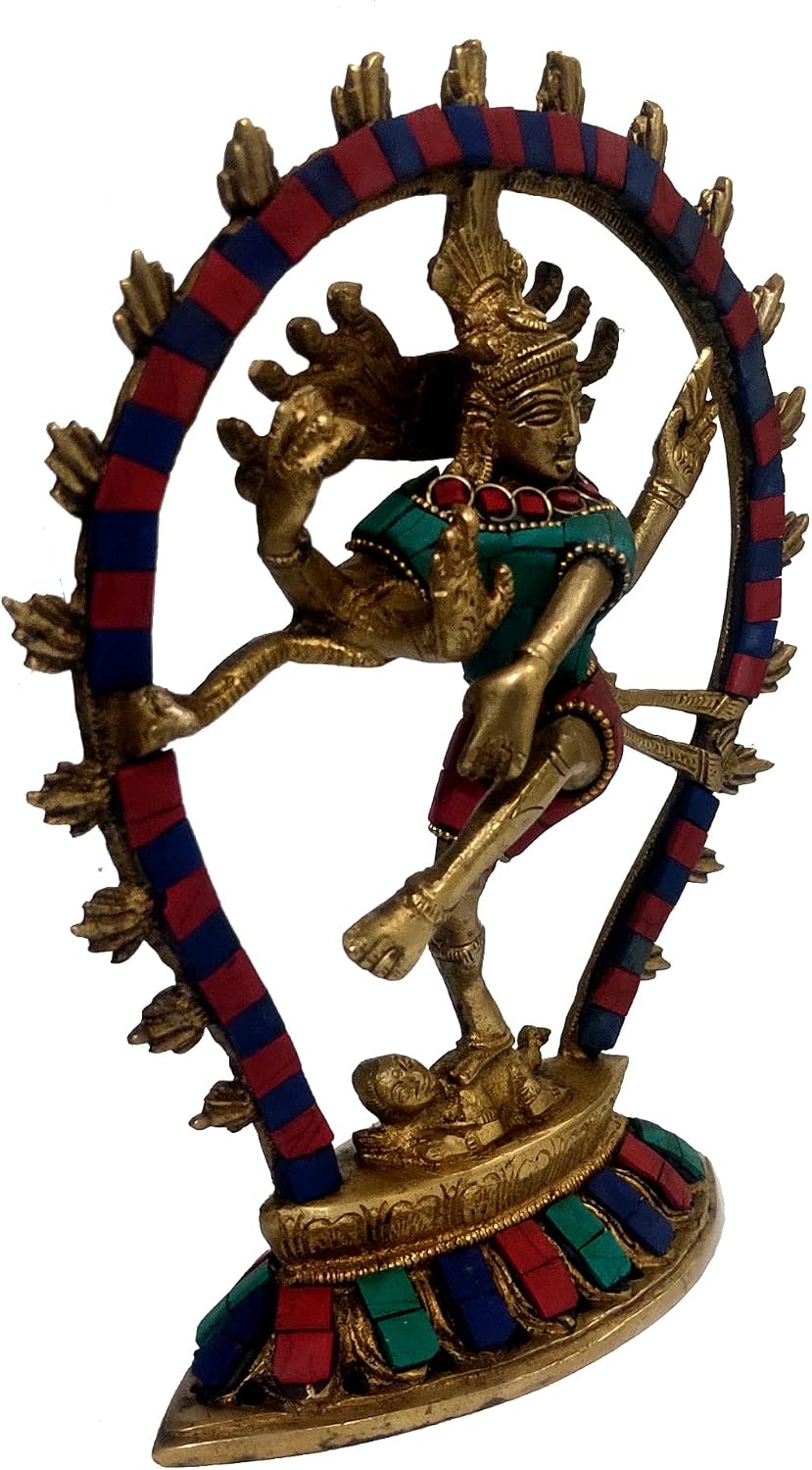 Purpledip Brass Nataraja Statue Idol: Lord Shiva Siva Mahadev in Dance Mudra for Home Temple Mandir (10446)