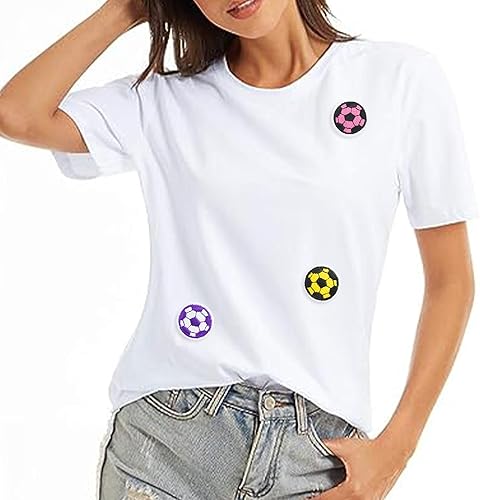 Miniatura 7 de 25 parches para planchar para pelota de fútbol, parches bordados de pelota de fútbol multicolor, parches para diseño de ropa, manualidades,