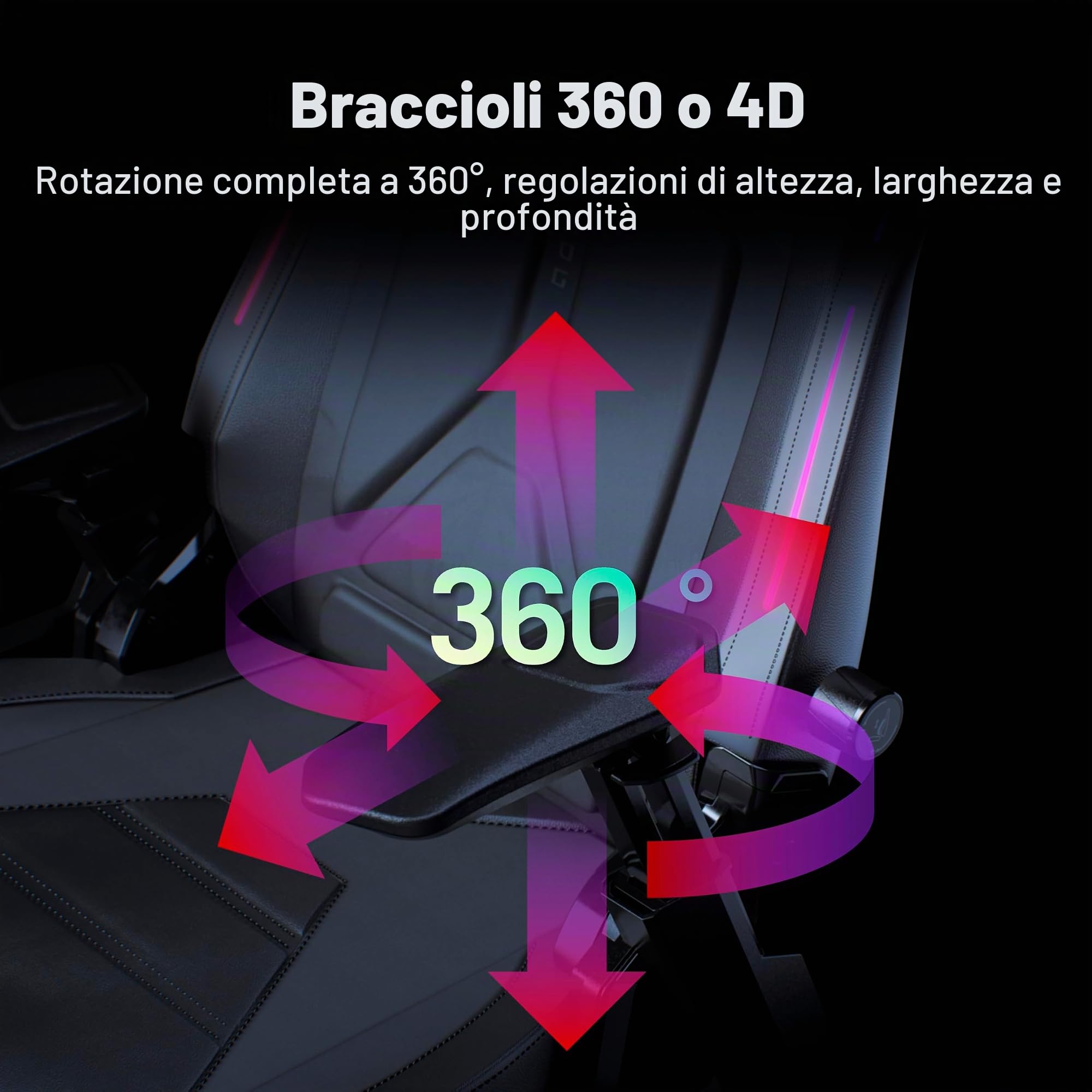 ASUS ROG COURSER, Sedia Gaming Ergonomica, Supporto Lombare, Nera | Braccioli 4D Girevoli, Poggiatesta Magnetico, Ampia Seduta da 55cm, Illuminazione RGB, Peso Massimo Supportato 136kg