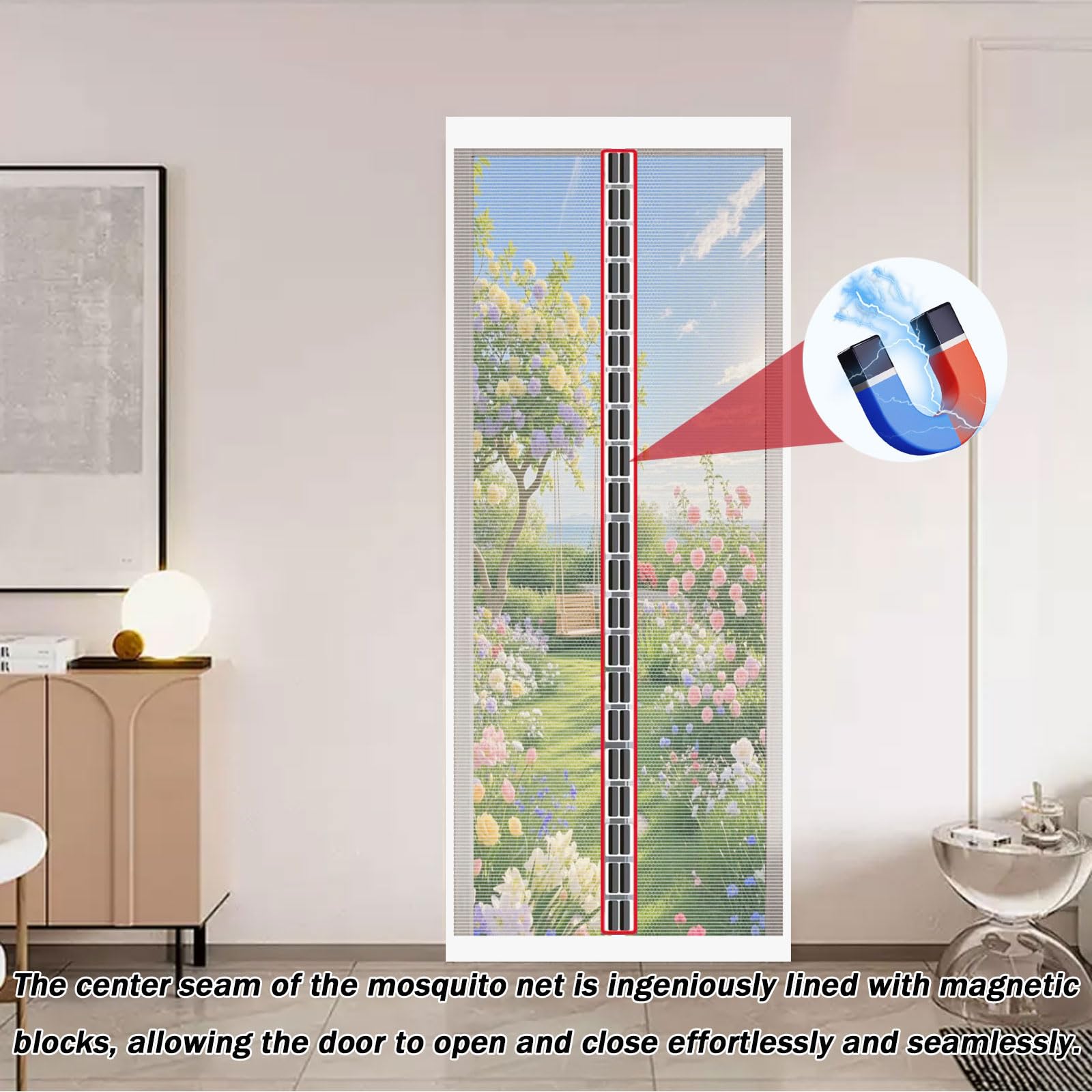Fliegengitter Für Balkontür 119x100 Cm – Magnetverschluss, Ohne Bohren, Selbstschließend