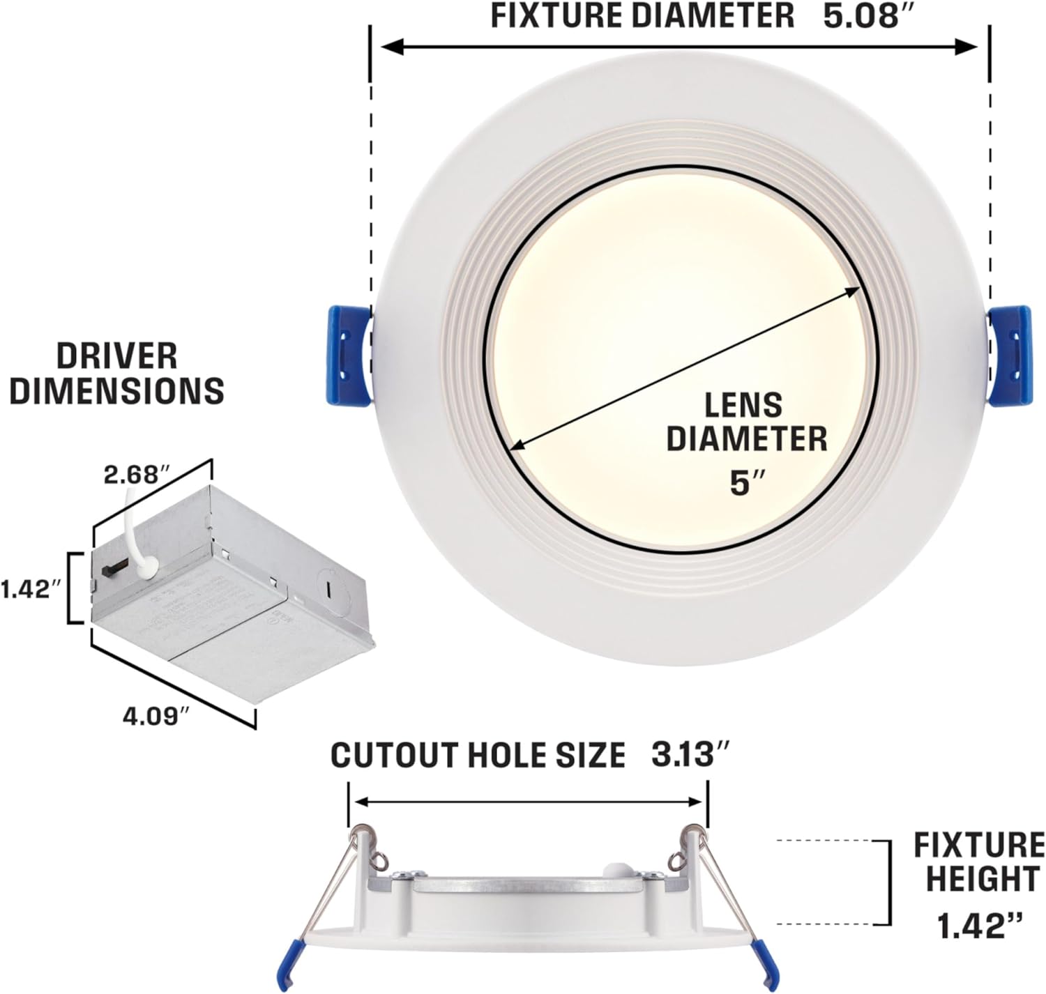 Westinghouse Lighting 5226100 10 Watt (65 Watt Equivalent) 4-Inch Slim Recessed LED Downlight Color Temperature Selection, Dimmable, Stepped Baffle, White Trim