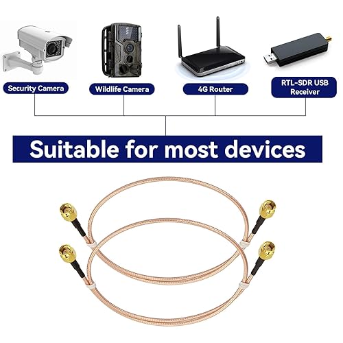 Miniatura 8 de Superbat, paquete de 2 cables SMA, SMA macho a SMA macho de ángulo recto conector puente de cable de puente RG316, 12 pulgadas
