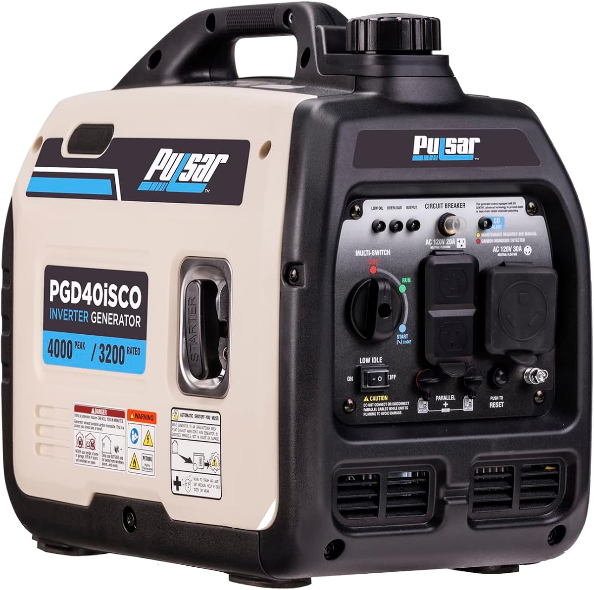 PGD40ISCO Ultra Light Quiet 4000W Portable Gas Inverter Generator, white