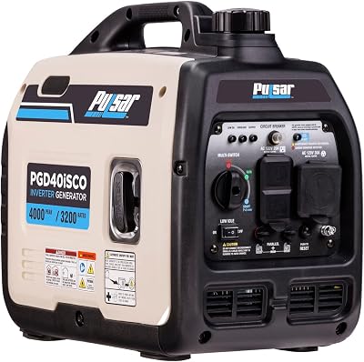 Pulsar PGD40ISCO Ultra Light Quiet 4000W Portable Gas Inverter Generator, white