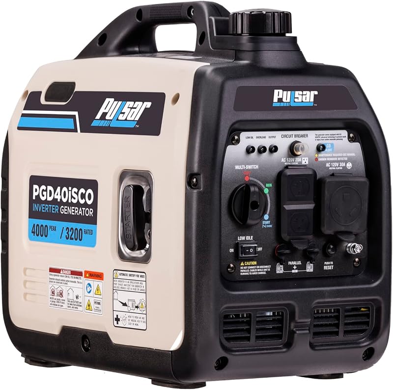 PGD40ISCO Ultra Light Quiet 4000W Portable Gas Inverter Generator, white