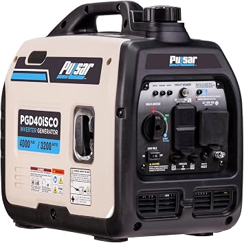 Pulsar PGD40ISCO Ultra Light Quiet 4000W Portable Gas Inverter Generator, white