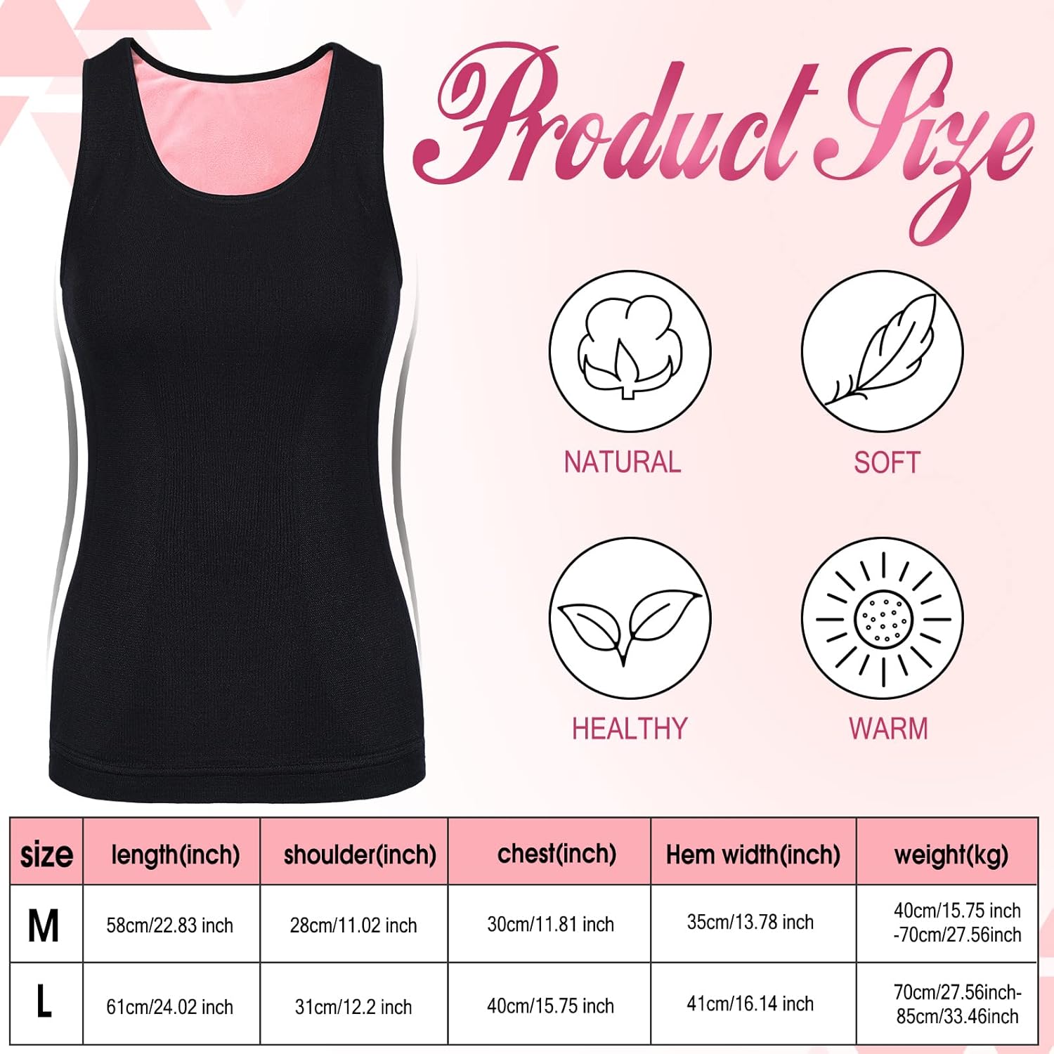 Sintege 2 Pcs Thermal Tank Top Womens Fleece Lined Underwear Tops Undershirt for Women Cotton Blend Cami Warm Base Layer Vest - Image 4