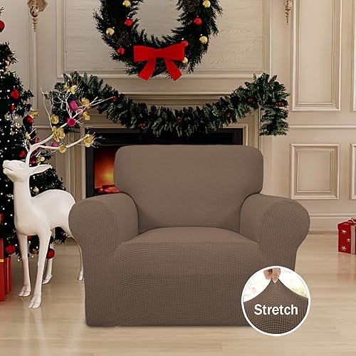 Vista 78 de Easy-Going - Funda elástica para sofá biplaza, 1 pieza, suave, con parte inferior elástica, protector para niños, tela jacquard de elastano y Gris