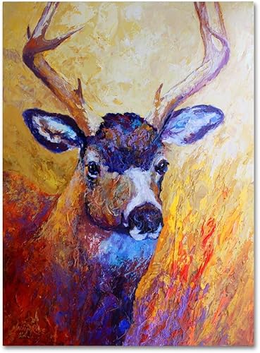 Marion Rose - Lienzo decorativo para pared, diseño de ciervo de mula, 24 x 32 pulgadas