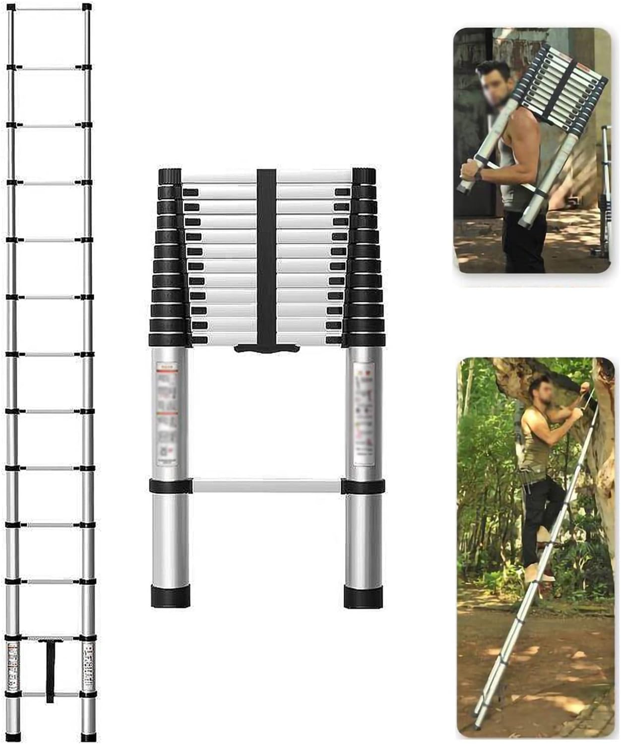 Extendable Ladders 7m/6m/5m/4m/10FT/2m Aluminum Telescoping Ladder, Telescopic Extension Ladder for Home, Heavy Duty Collapsible Ladder for RV Roof Ceiling Outdoor Work, 330lbs Max Capacity