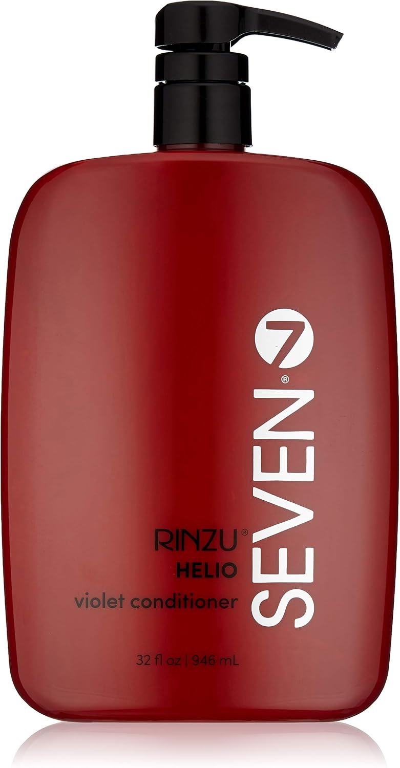 SEVEN Hair Care Rinzu Helio Violet Shampoo for Women & Men with Green Tea & Amino Acid, Purple Shampoo for Blonde Hair & Brassiness, Sulfate + Paraben Free, Cruelty Free, Made in USA, 32 oz