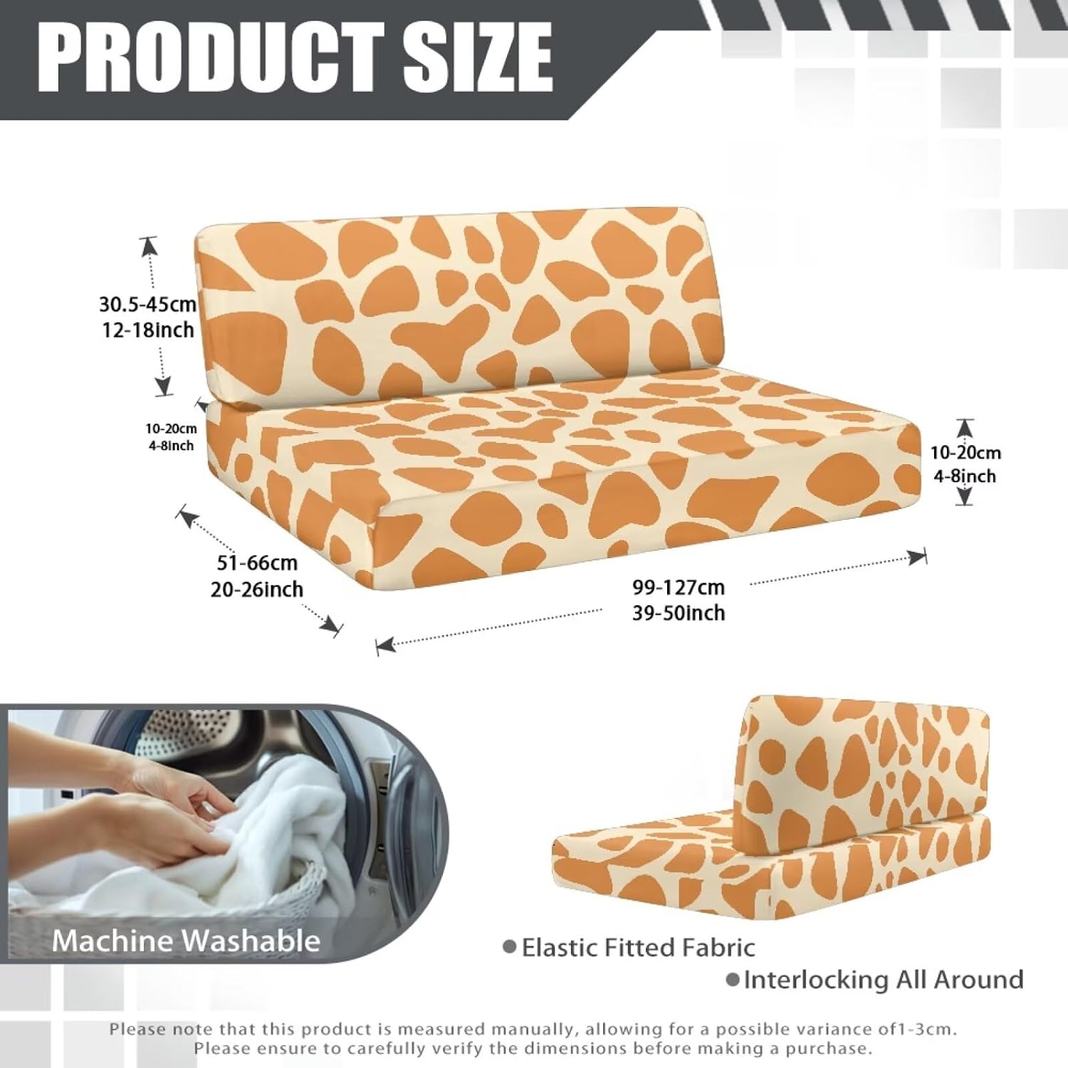 Giraffe Pattern 2 Pieces RV Dinette Cushion Covers,Washable Camper Cushion Slipcovers Replacement Sofa Cushions Slipcovers for Travel Trailer Couch
