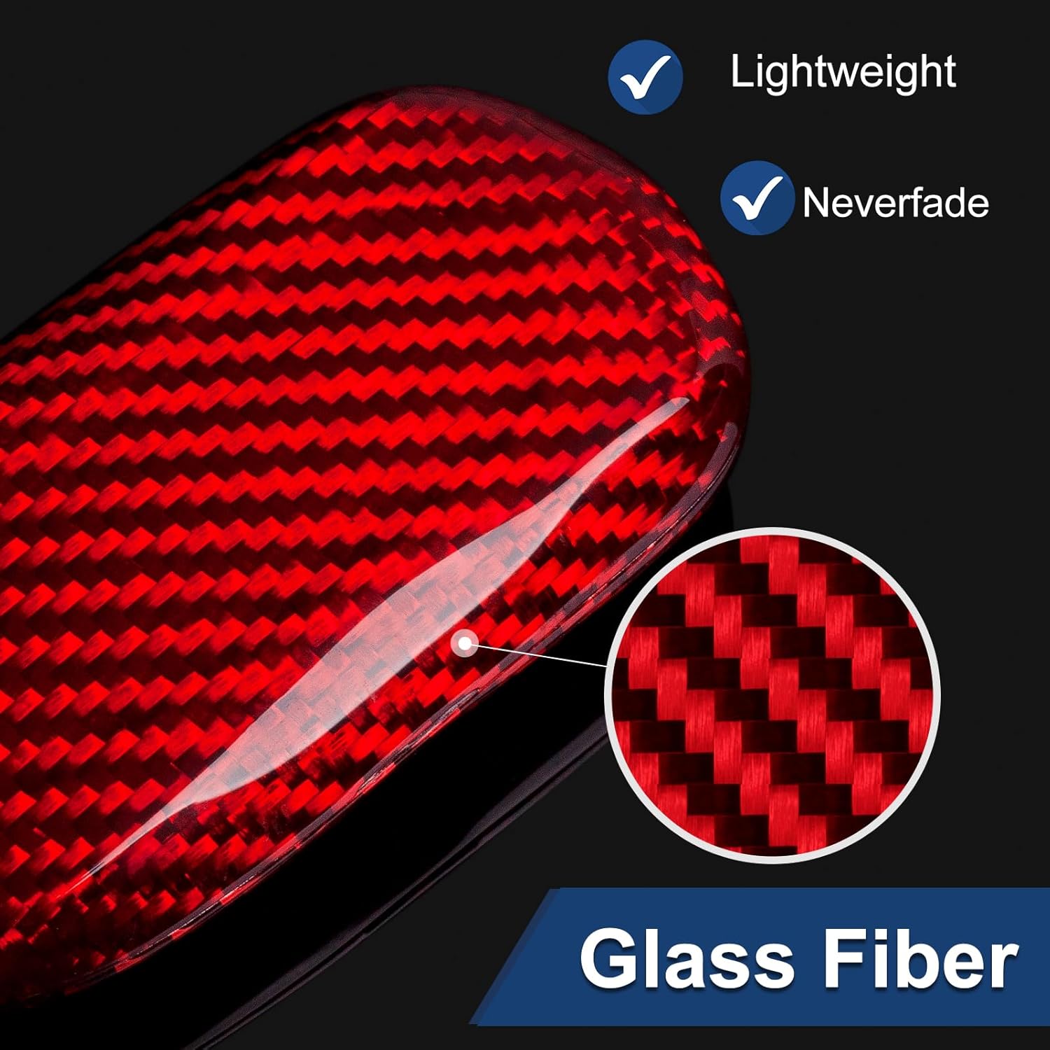 T-carbon Car Key Fob Cover Compatible with Buick GL8 with Key Chain, Real Glass Fiber Key Fob Protector Compatible with Buick GL8 Smart Key Case Accessories 2016-up(Red)