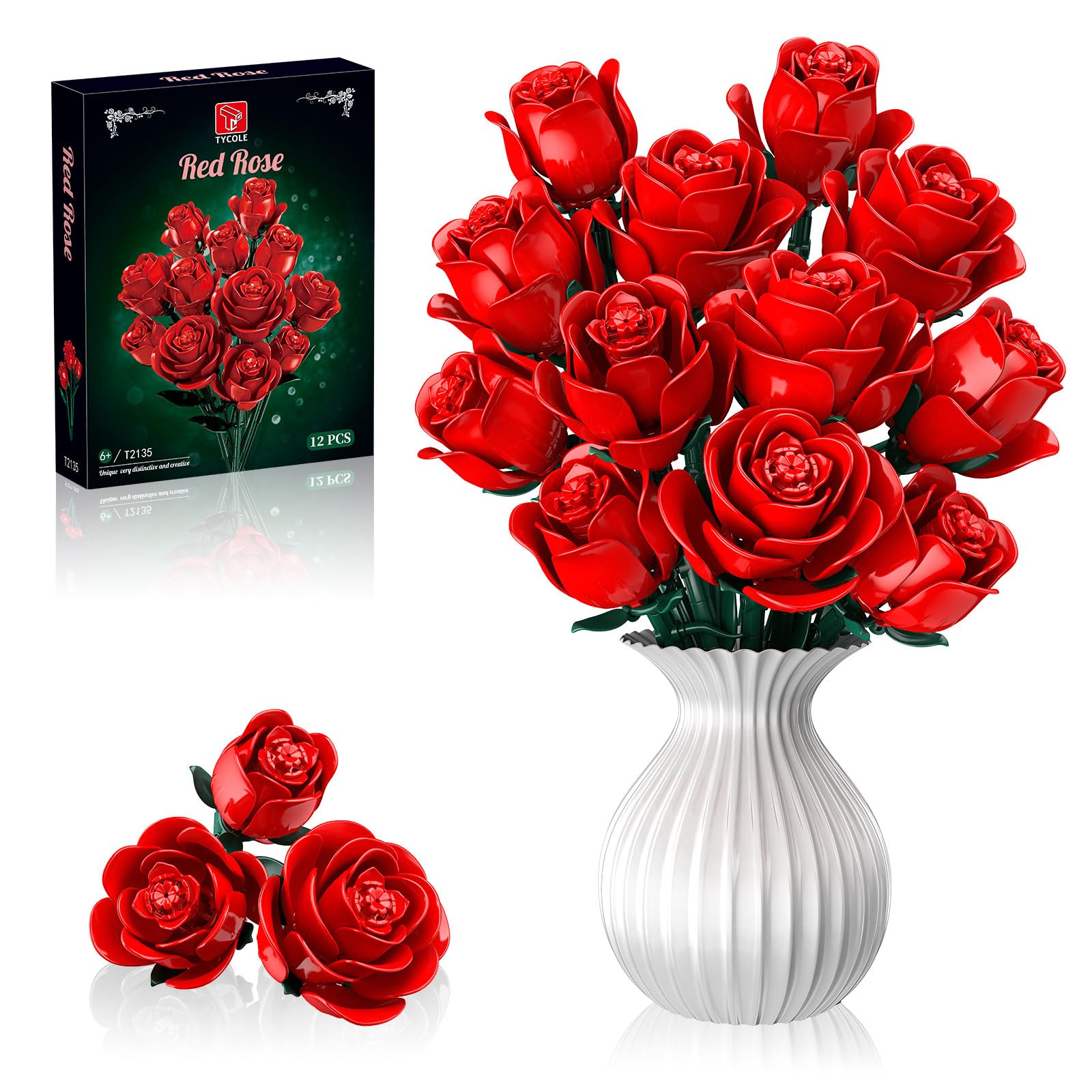 Red Rose Bouquet Building Blocks