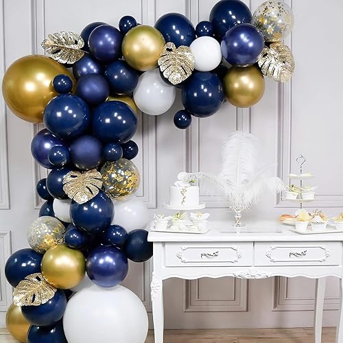 Miniatura 5 de RUBFAC Globos de color azul marino, 50 globos azul oscuro perla de 12 pulgadas, globos de látex gruesos con cinta para cumpleaños, boda, baby