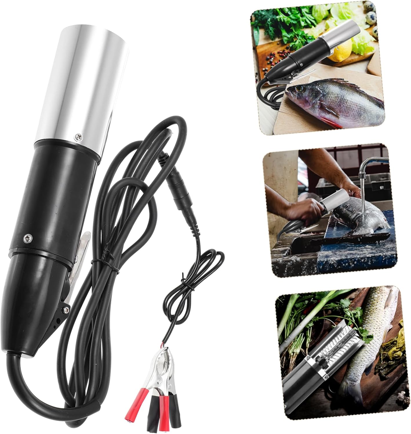 COLLBATH 1set Electric Remover Tool Automatic Kitchen Fish Scraper for Home and Restaurant Use Compatible Includes Machine and Accessories