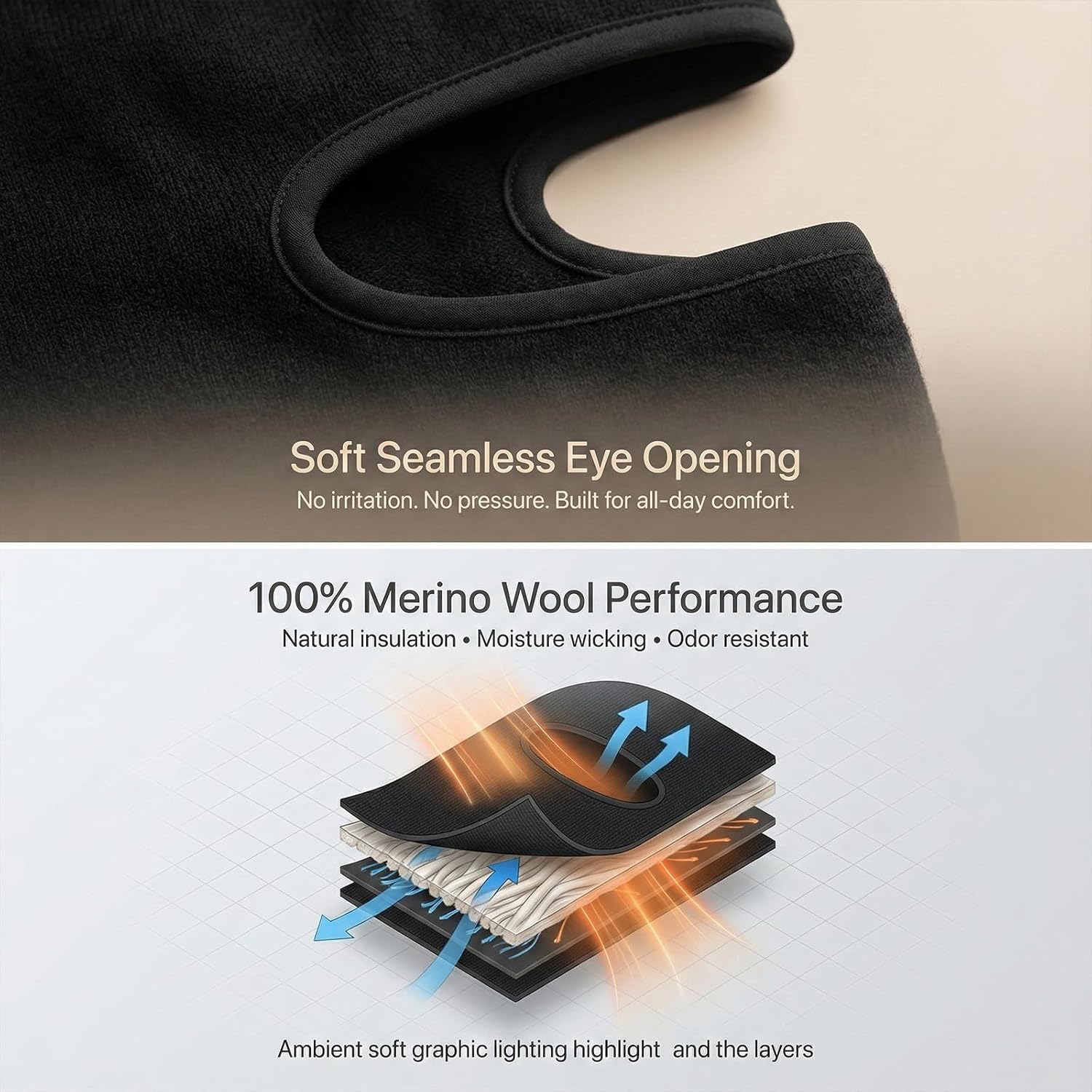 Men's Merino Wool Balaclava Full Face Mask, Thermal Knit Ski Mask Neck Warmer for Snowboard Motorcycle Cold Weather - Image 6