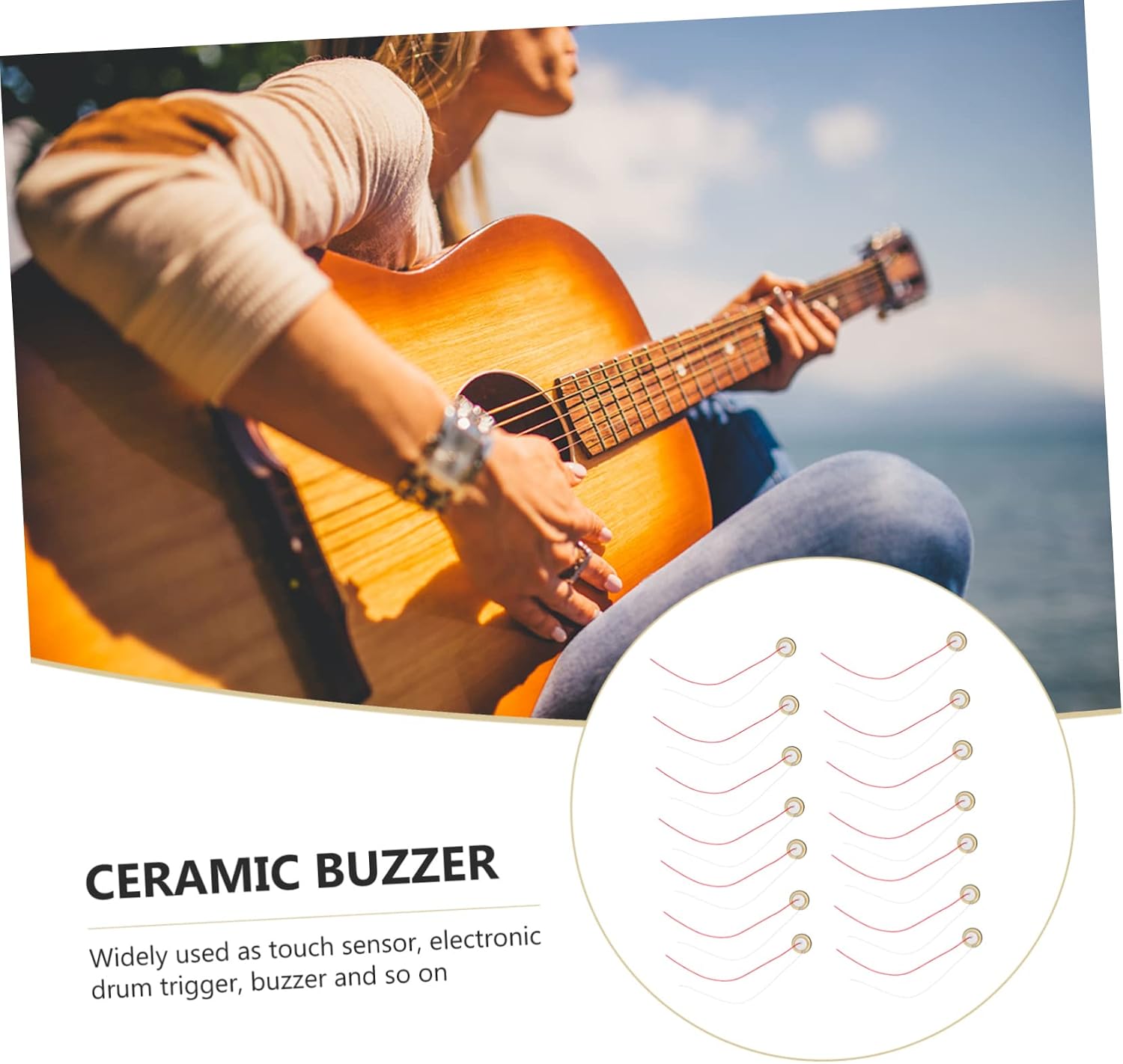 18pcs Piezo Discs for Guitars Piezoelectric Ceramic Buzzers Acoustic Pickup Transducers Pre-wired Pickups