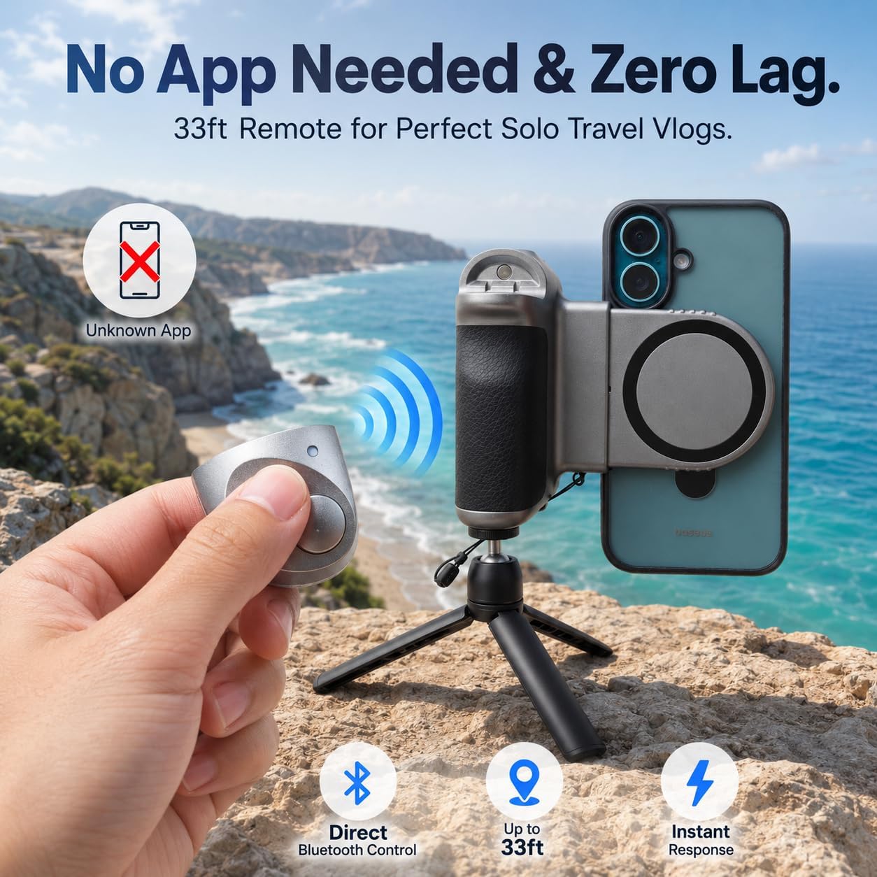 Magnetic Phone Camera Grip for iPhone with Cold Shoe and Shutter image 5